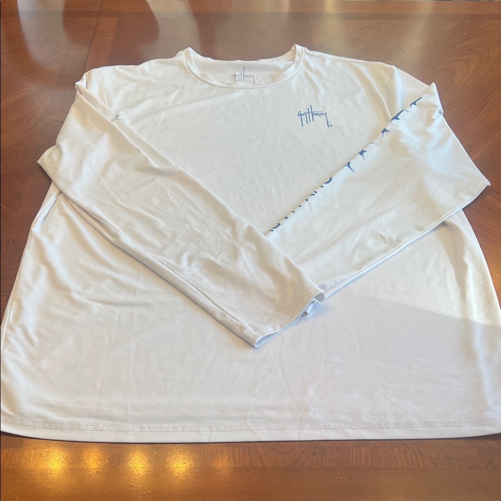 Guy Harvey Long Sleeve White Tee with Blue Details